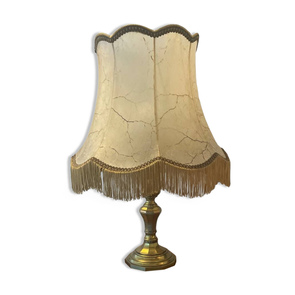 Ancienne Lampe , structure acier couleur bronze avec abat