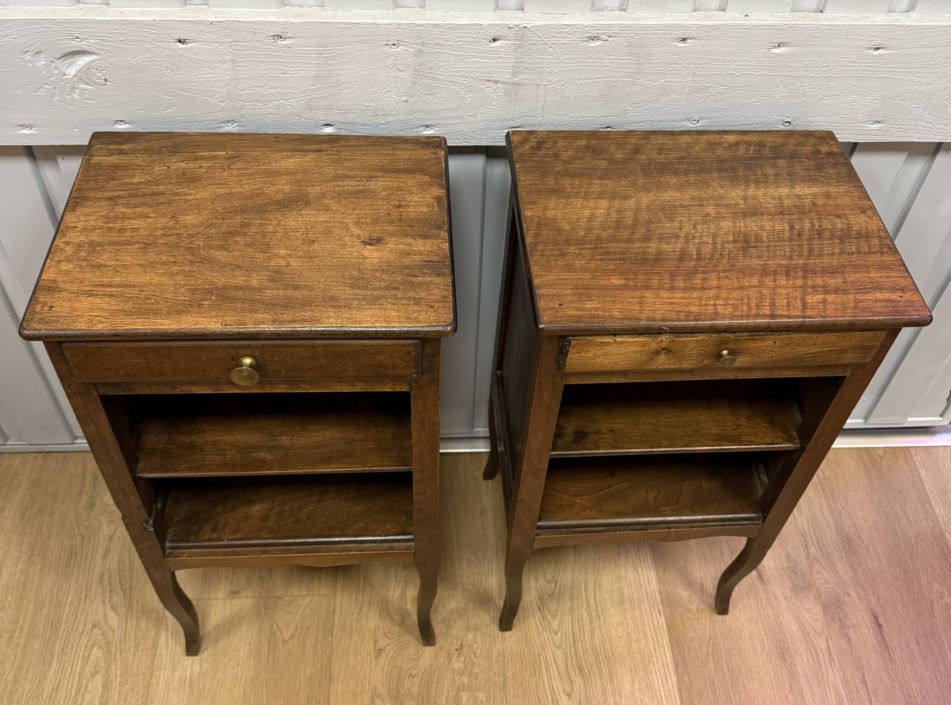 Pair of walnut bedside tables