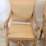 Jute and poplar wood armchairs, 1930s, set of 2