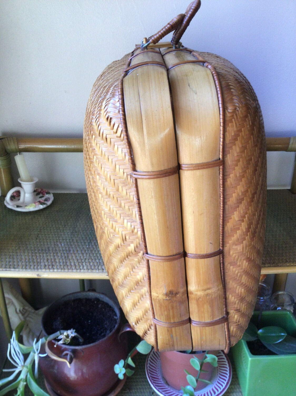 Vintage bamboo suitcase