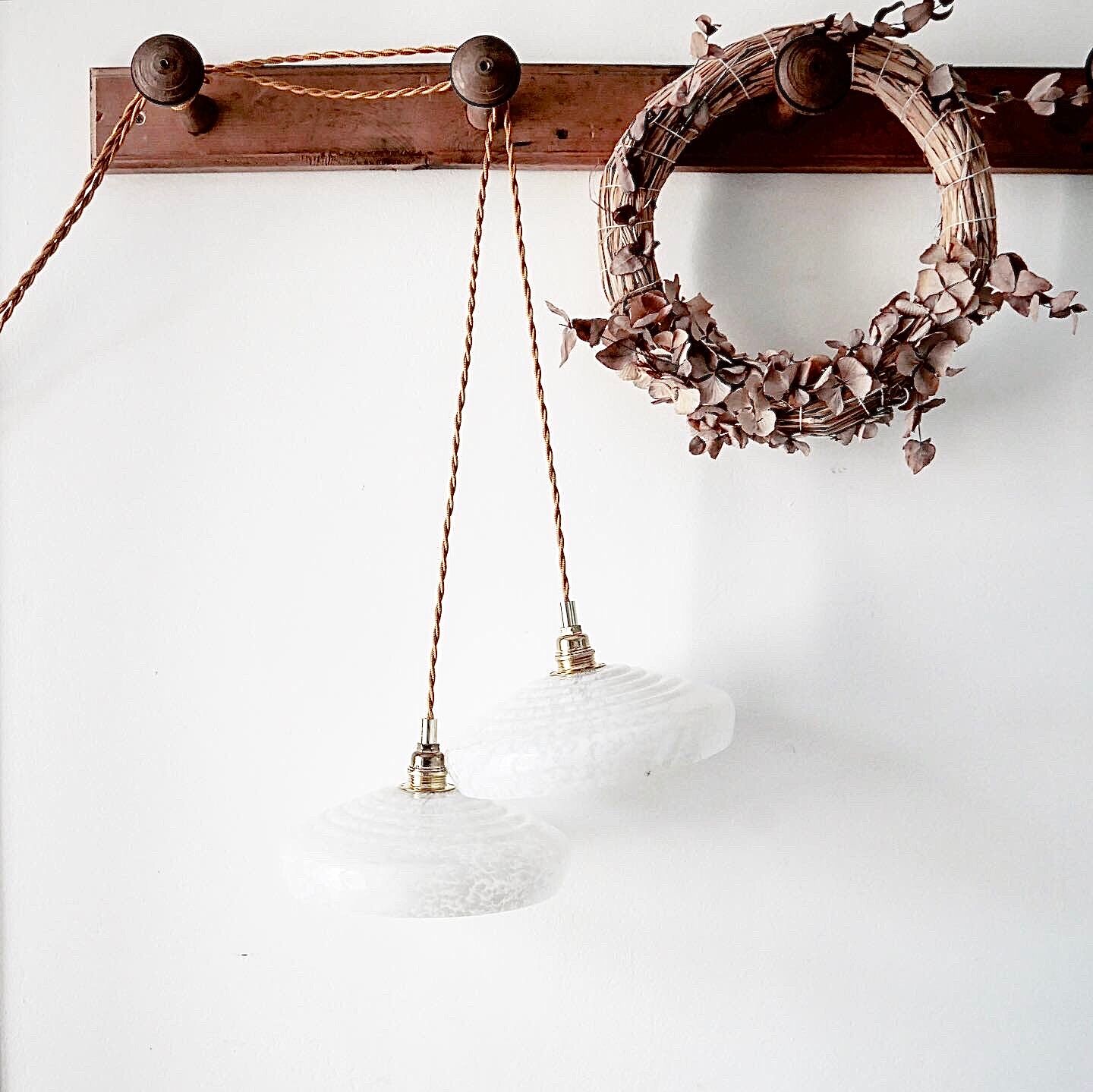 Pair of Clichy glass pendant lamps