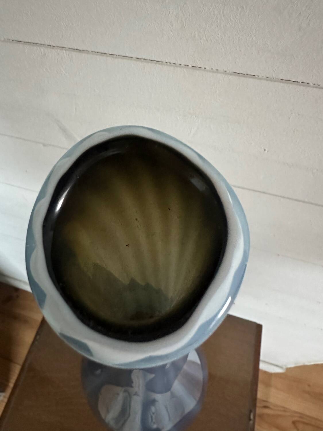 Large blue glass vase