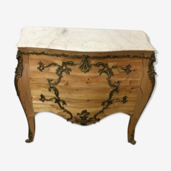 French chest of drawers raw wood:with marble top bronze fittings