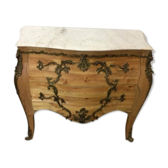 French chest of drawers raw wood:with marble top bronze fittings