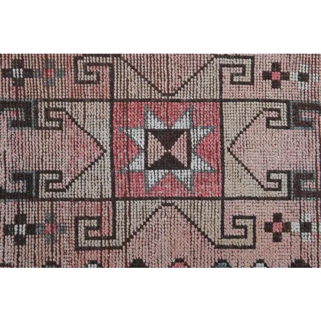 Vintage Turkish Oushak Handmade Wool Pink Brown Runner Rug 87x320