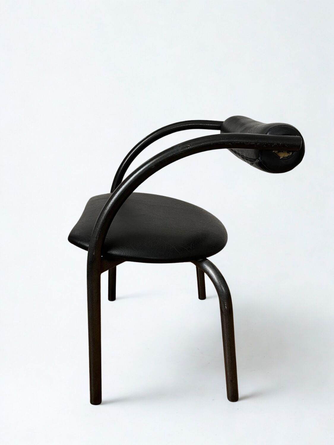 Danish design chair from the 80s, black tubular metal and faux leather.