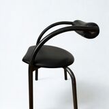 Danish design chair from the 80s, black tubular metal and faux leather.