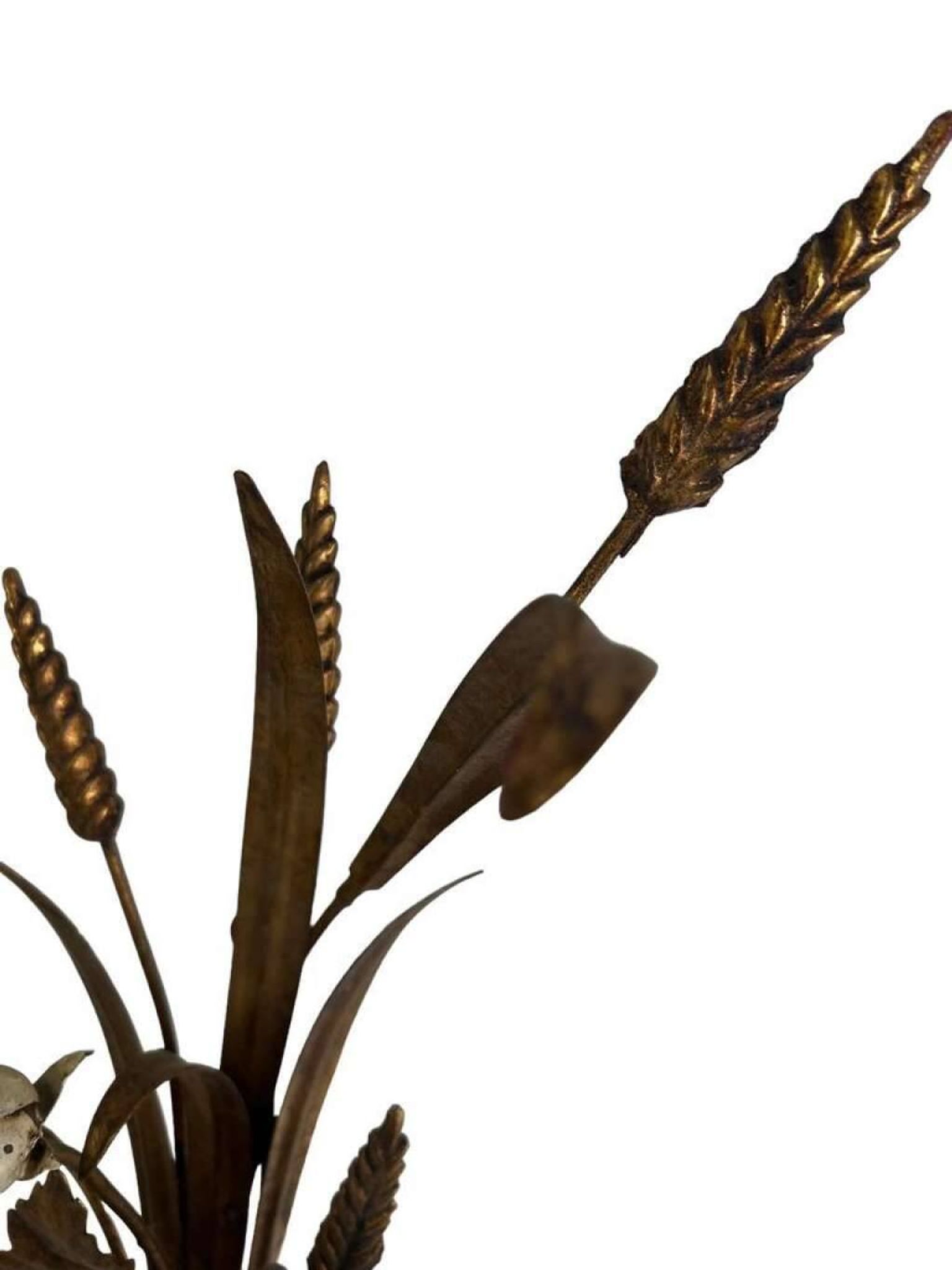 Vintage wheat 'golden' wall light with flowers: french style