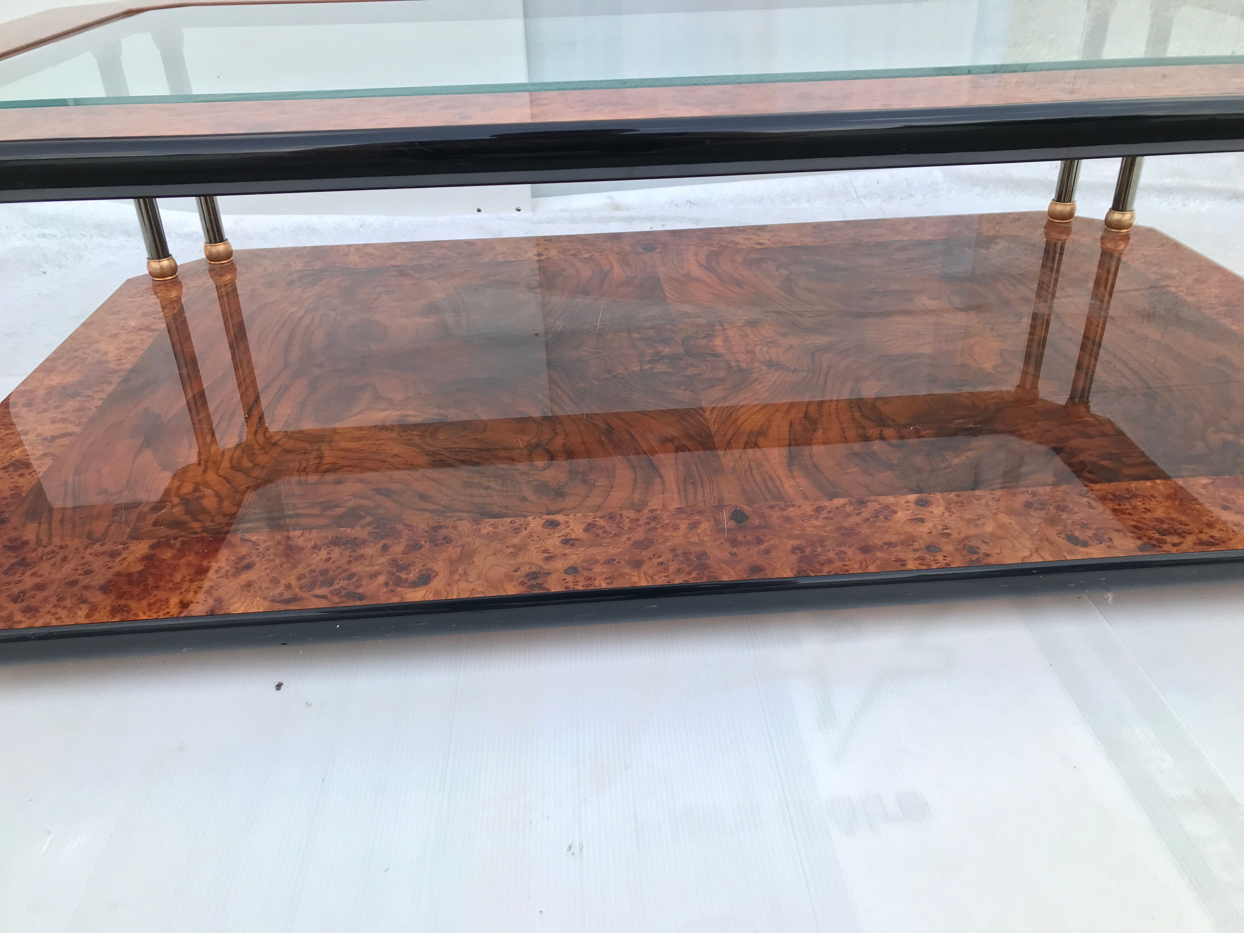 Elm magnifying glass coffee table and glass 60s