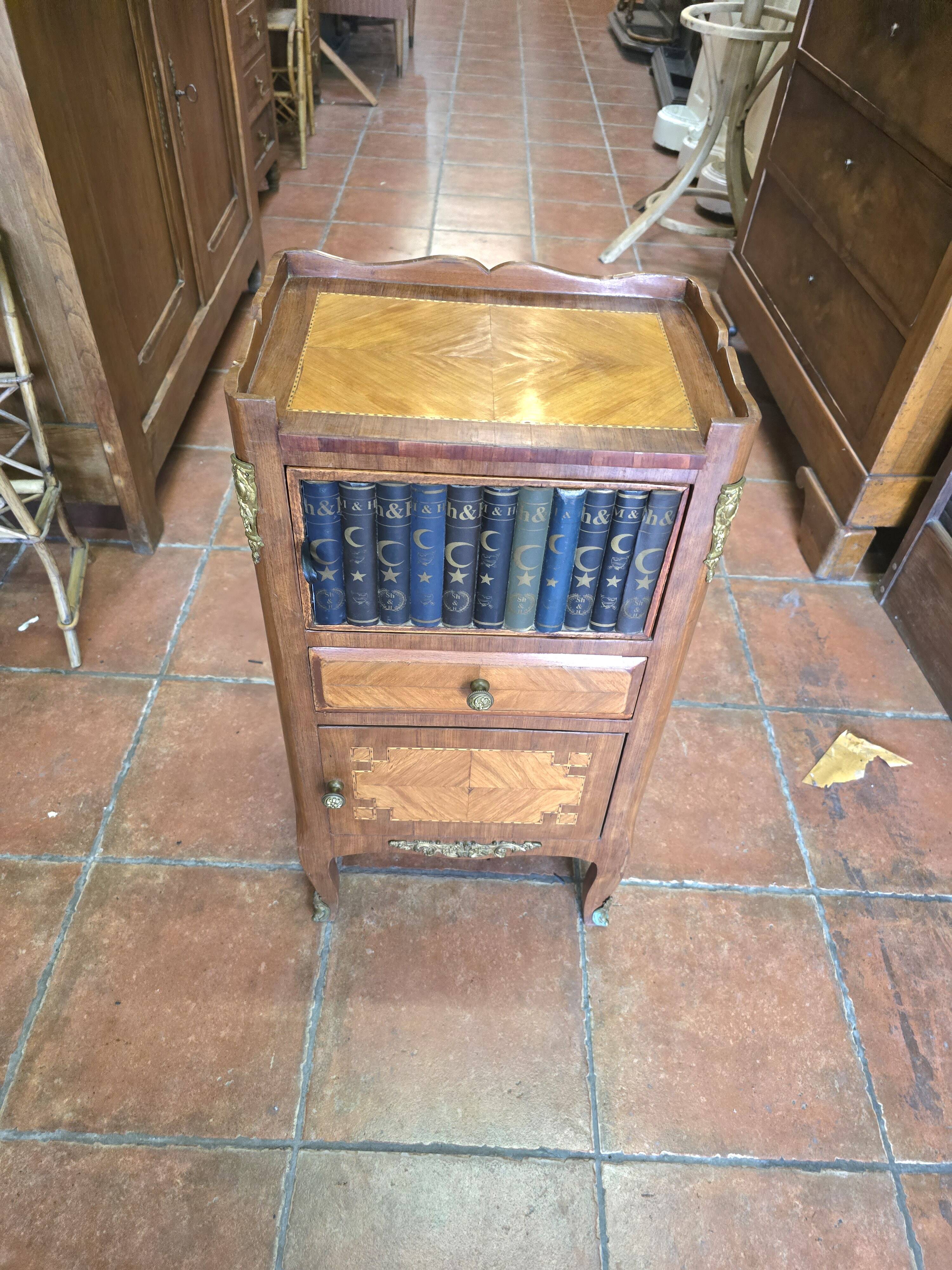 Fake book bedside table with doors
