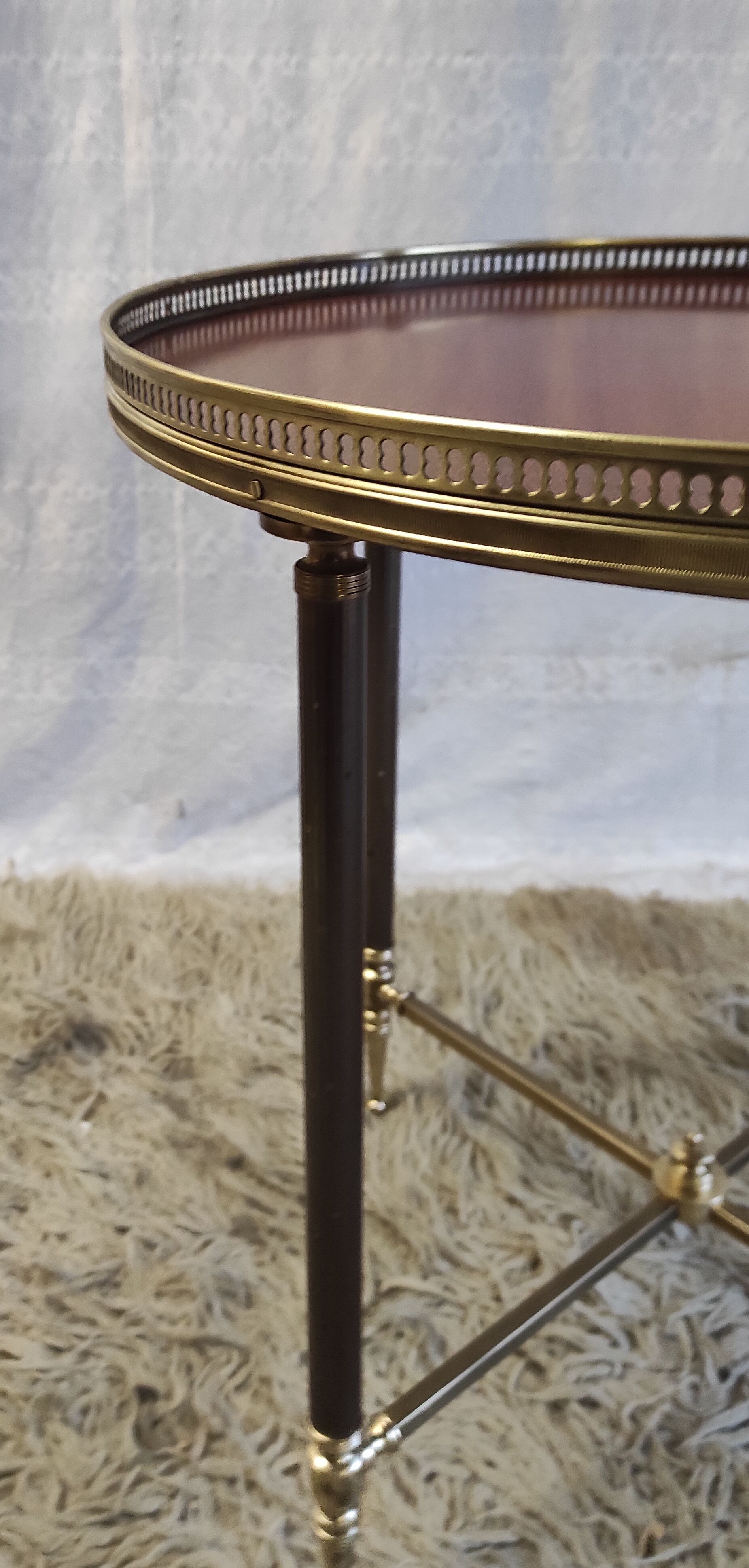 Solid brass coffee table and solid wood 60s/70s