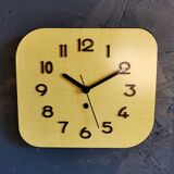 Vintage clock formica rectangular silent wall clock "Sun yellow"