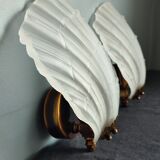 Pair of vintage shell wall lamp