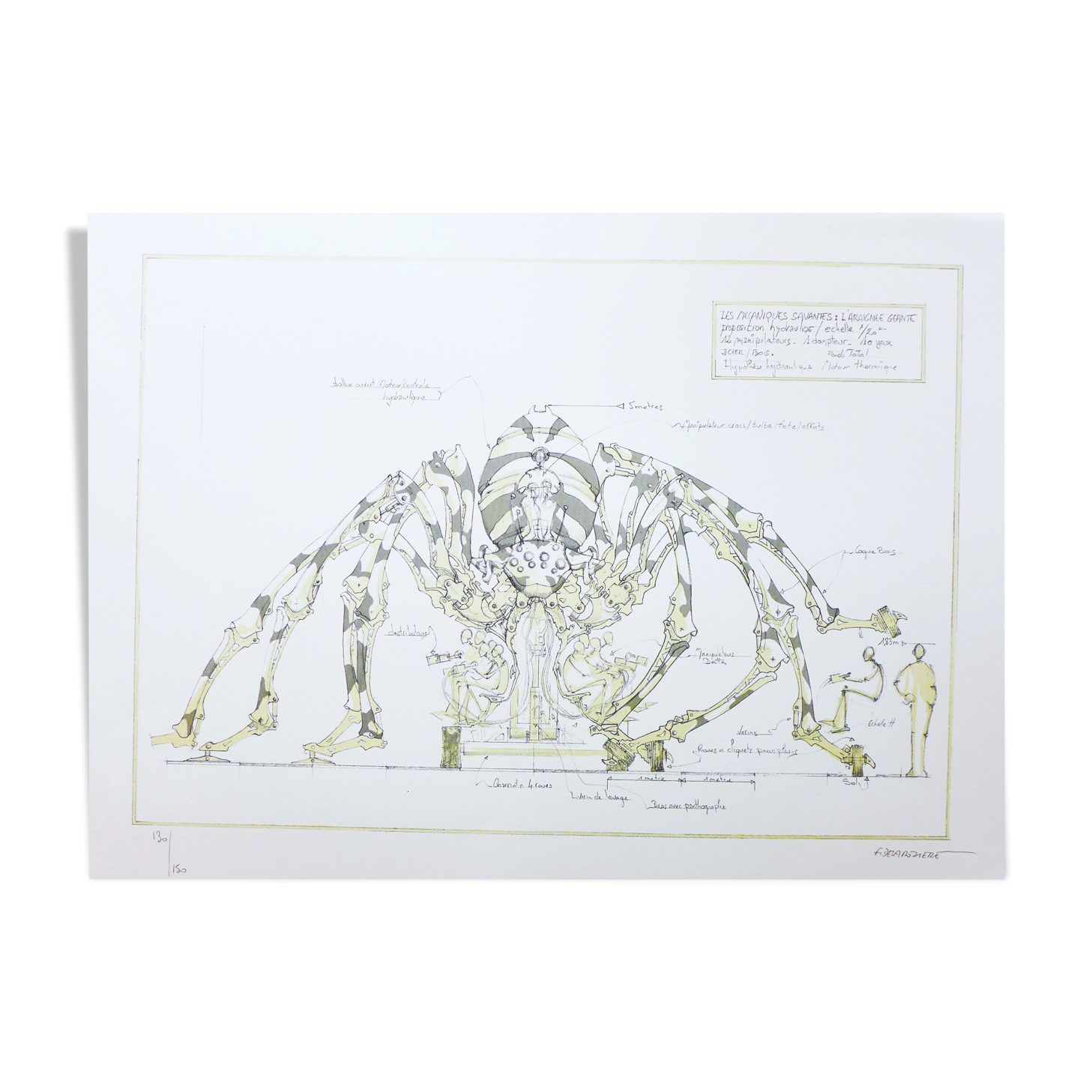 François delaroziere, l'araignée géante, 2008. original lithograph on rives paper. signed
