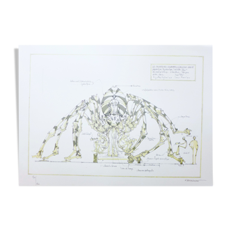 François delaroziere, l'araignée géante, 2008. original lithograph on rives paper. signed