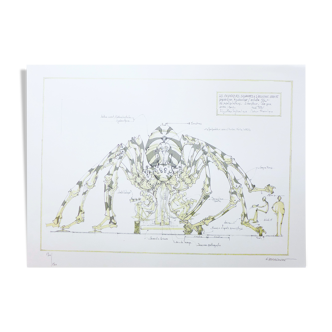 François delaroziere, l'araignée géante, 2008. lithographie originale sur papier rives. signée