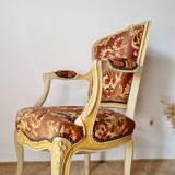 Louis XV style cabriolet armchair - floral velvet seat