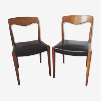 Paire de chaise Roche Bobois années 60 skaï noir