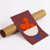 Poster printed in giclée quality with illustration of oranges