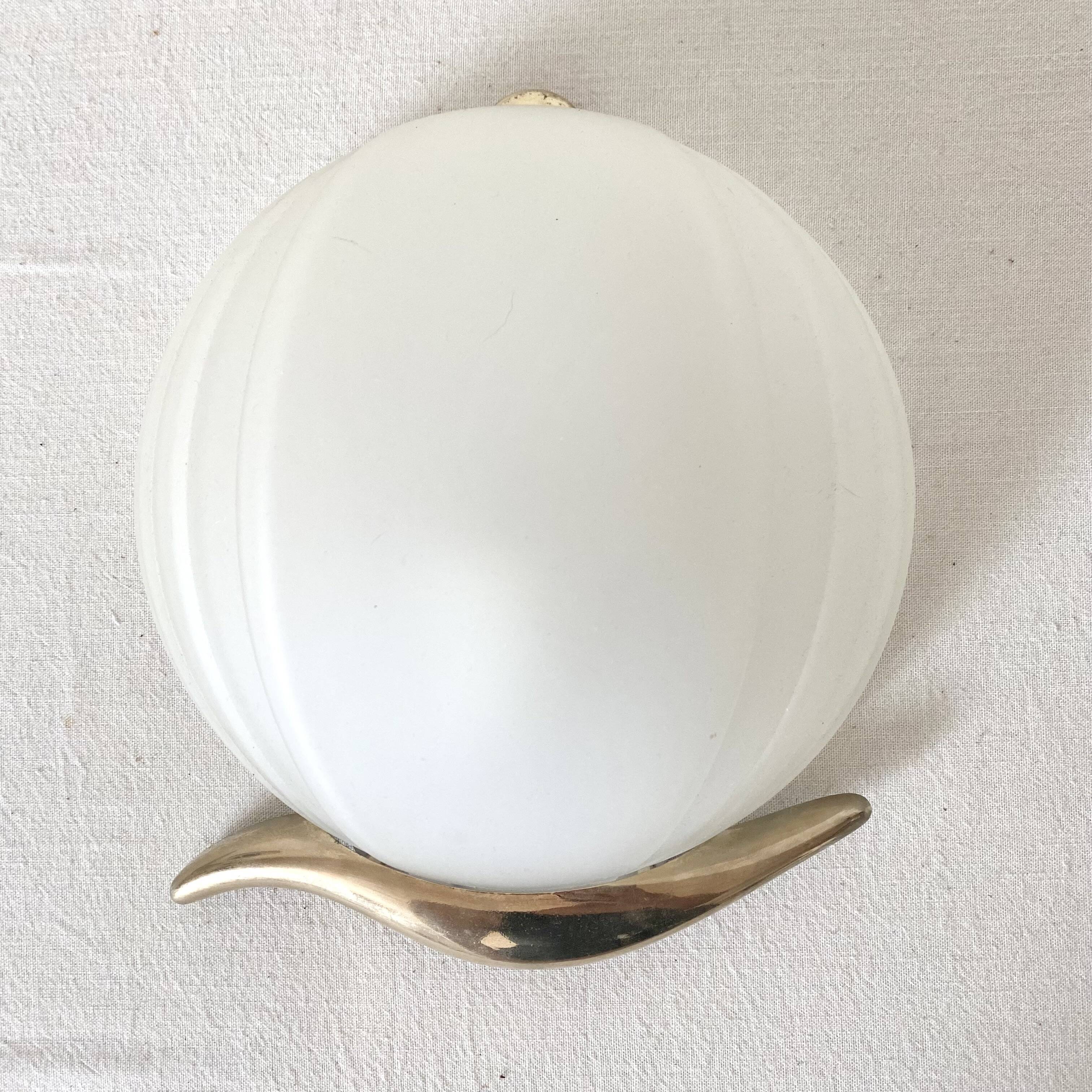 Vintage frosted glass wall lamp from the 80s