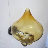 Scandinavian outdoor wall light in copper and amber glass