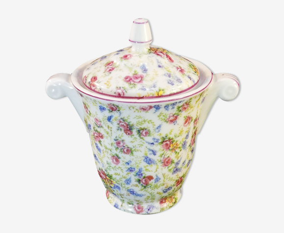 Sucrier en porcelaine de Limoges décor de fleurs haviland robert art deco