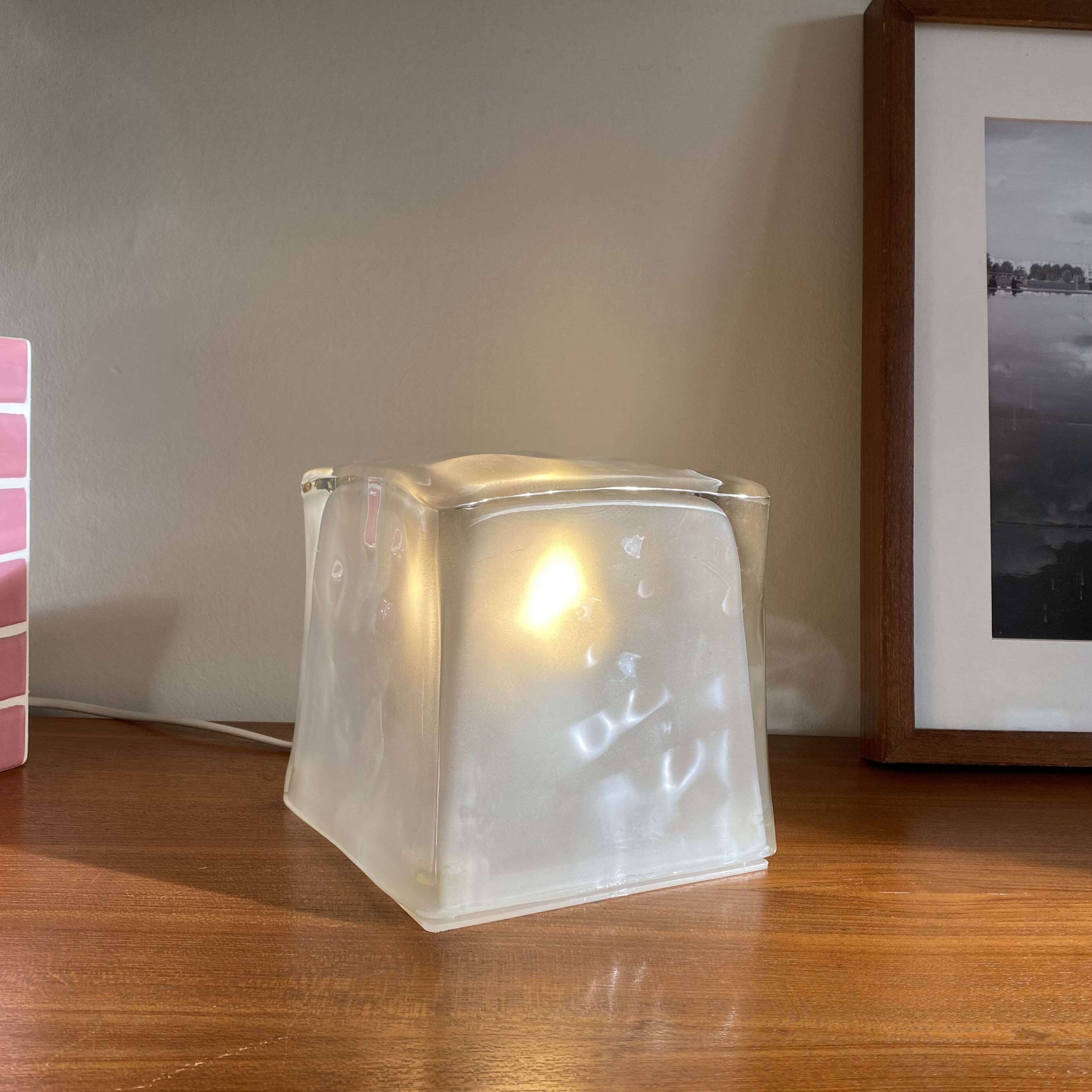 Ikea Iviken Sweden 1990s ice cube glass table lamp bedside lamp ice cube LAMP-7299