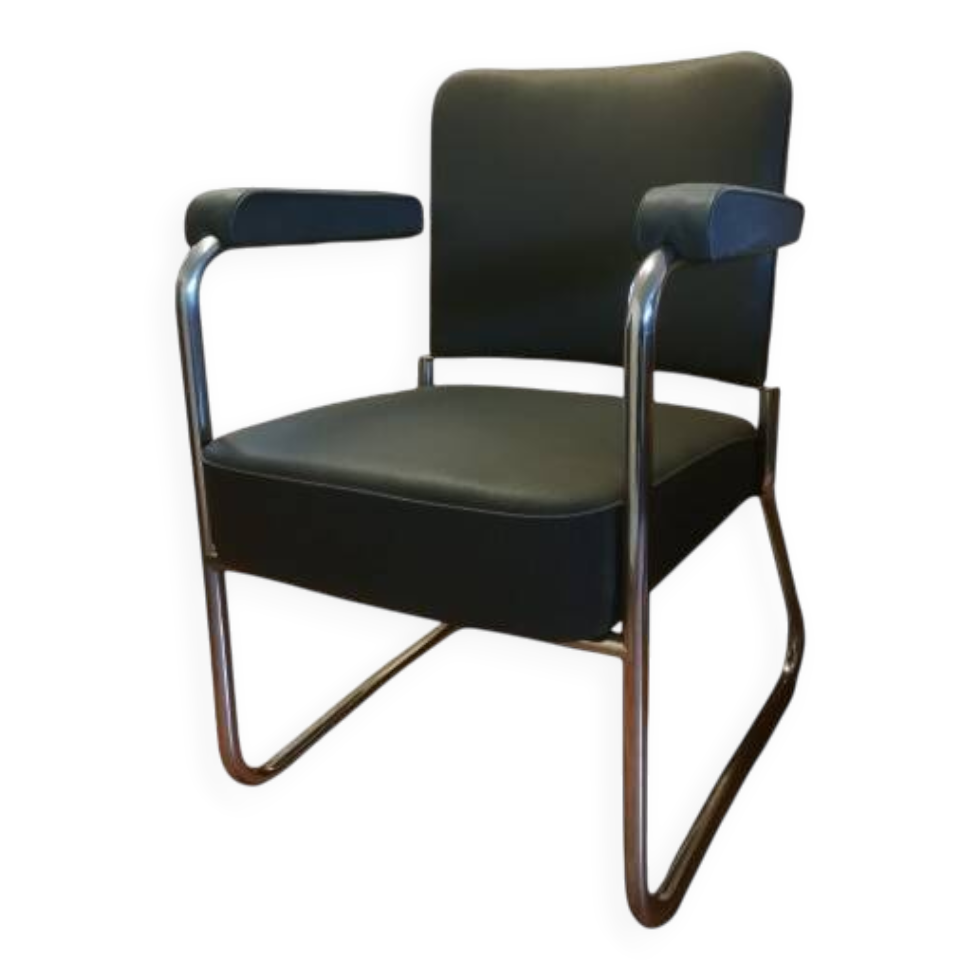 Roneo armchair, Nori model, gray leatherette, chrome tubes, very good general condition
