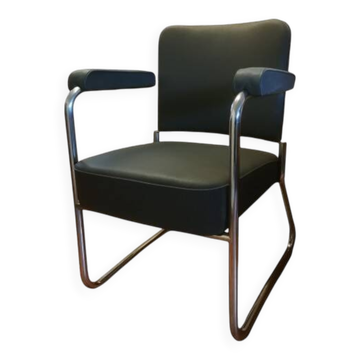 Roneo armchair, Nori model, gray leatherette, chrome tubes, very good general condition