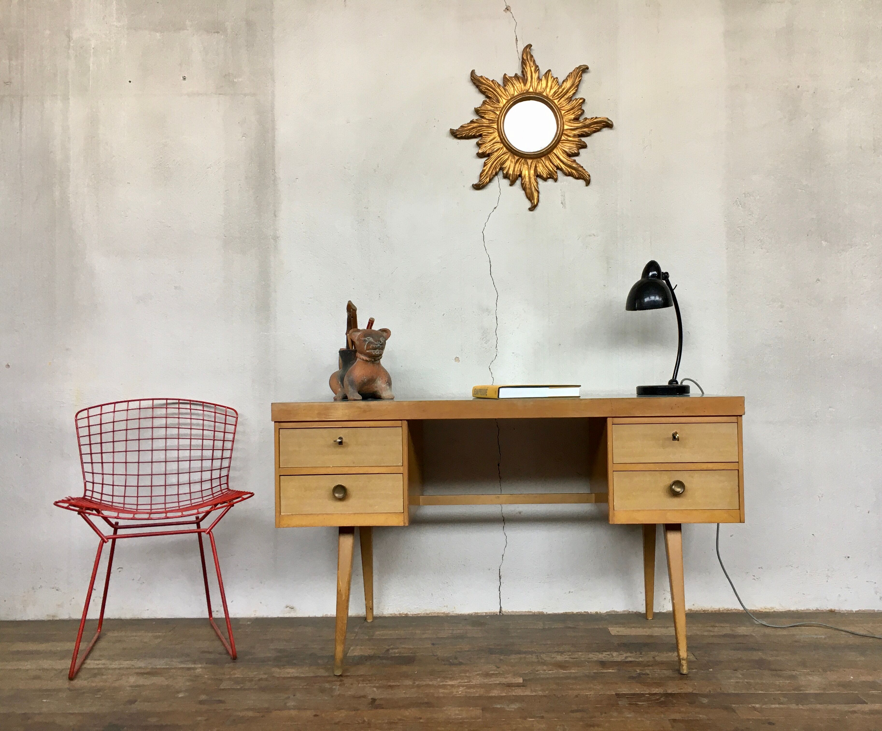 Bureau d'appoint scandinave en teck de 1950 1960 old vintage formica bleu vert