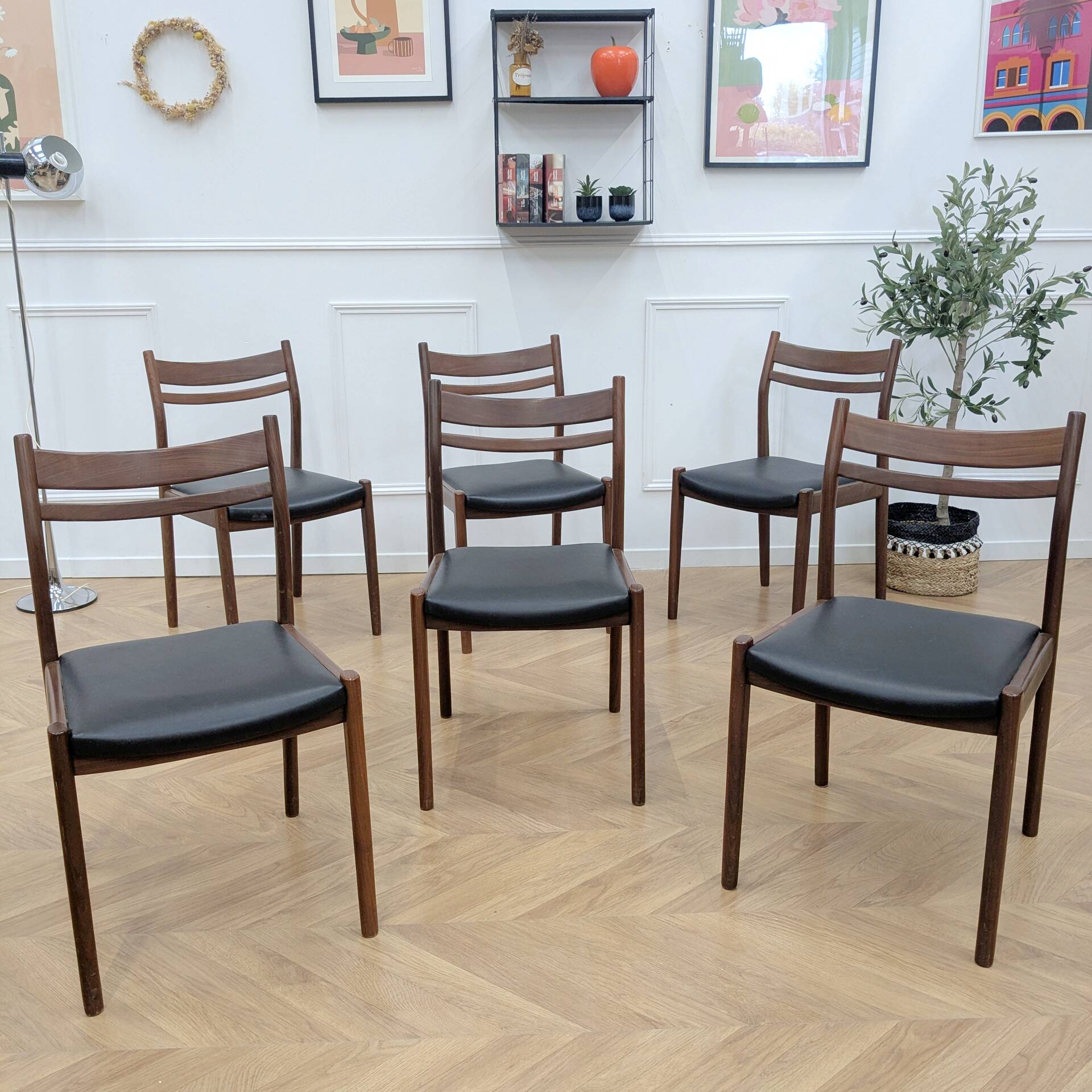6 vintage teak chairs