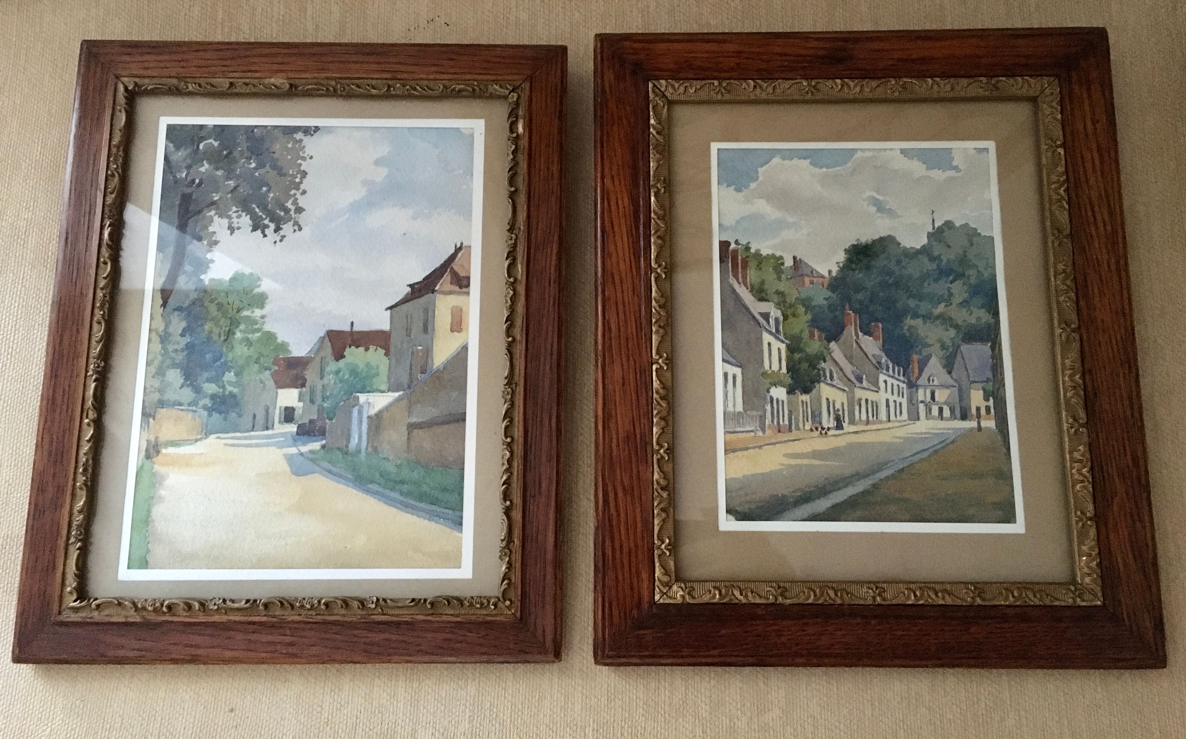 Duo d’aquarelles encadrées