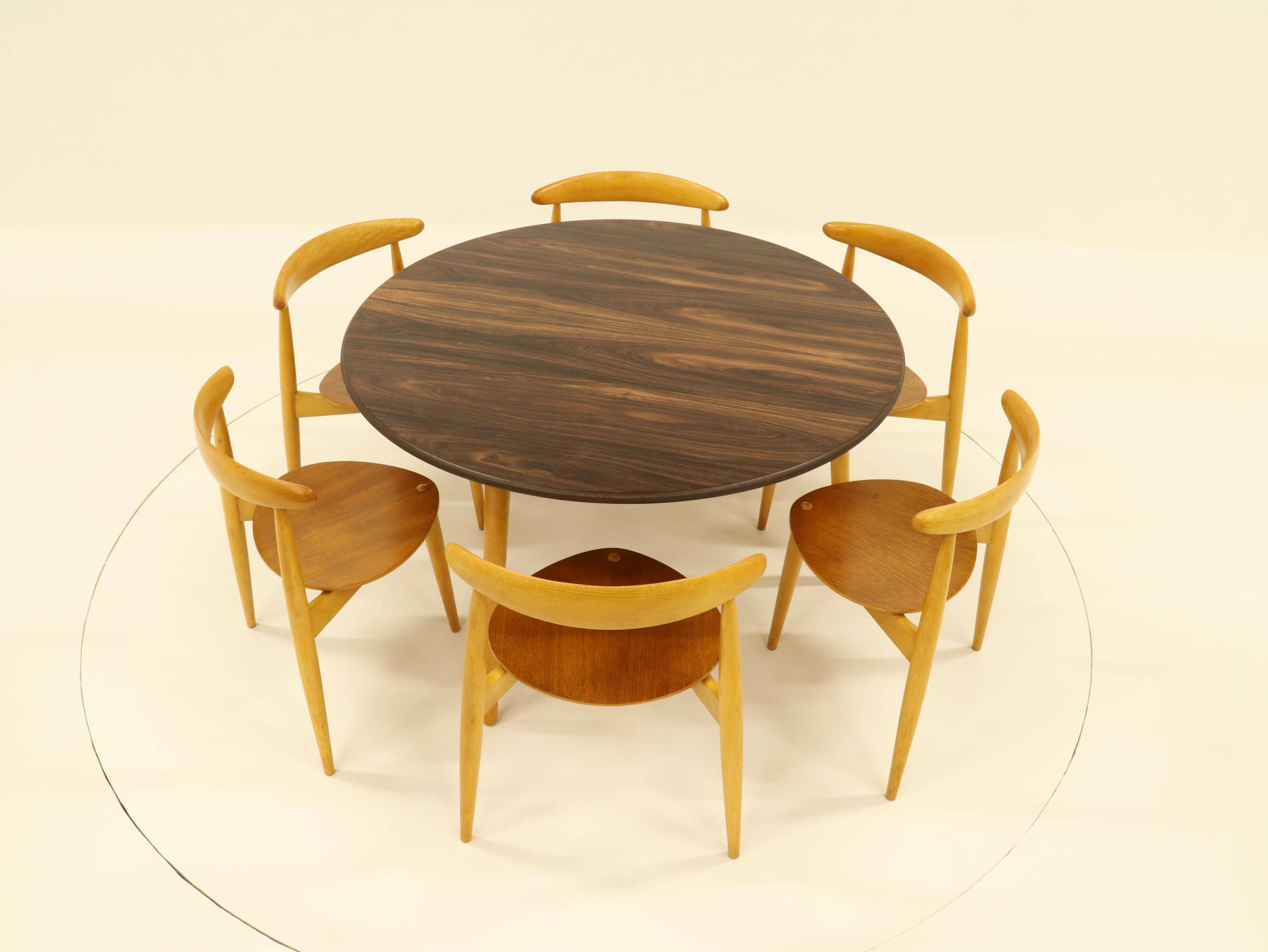 Heart dining set, designed by Hans Wegner for Fitz Hansen,  Denmark 1960s
