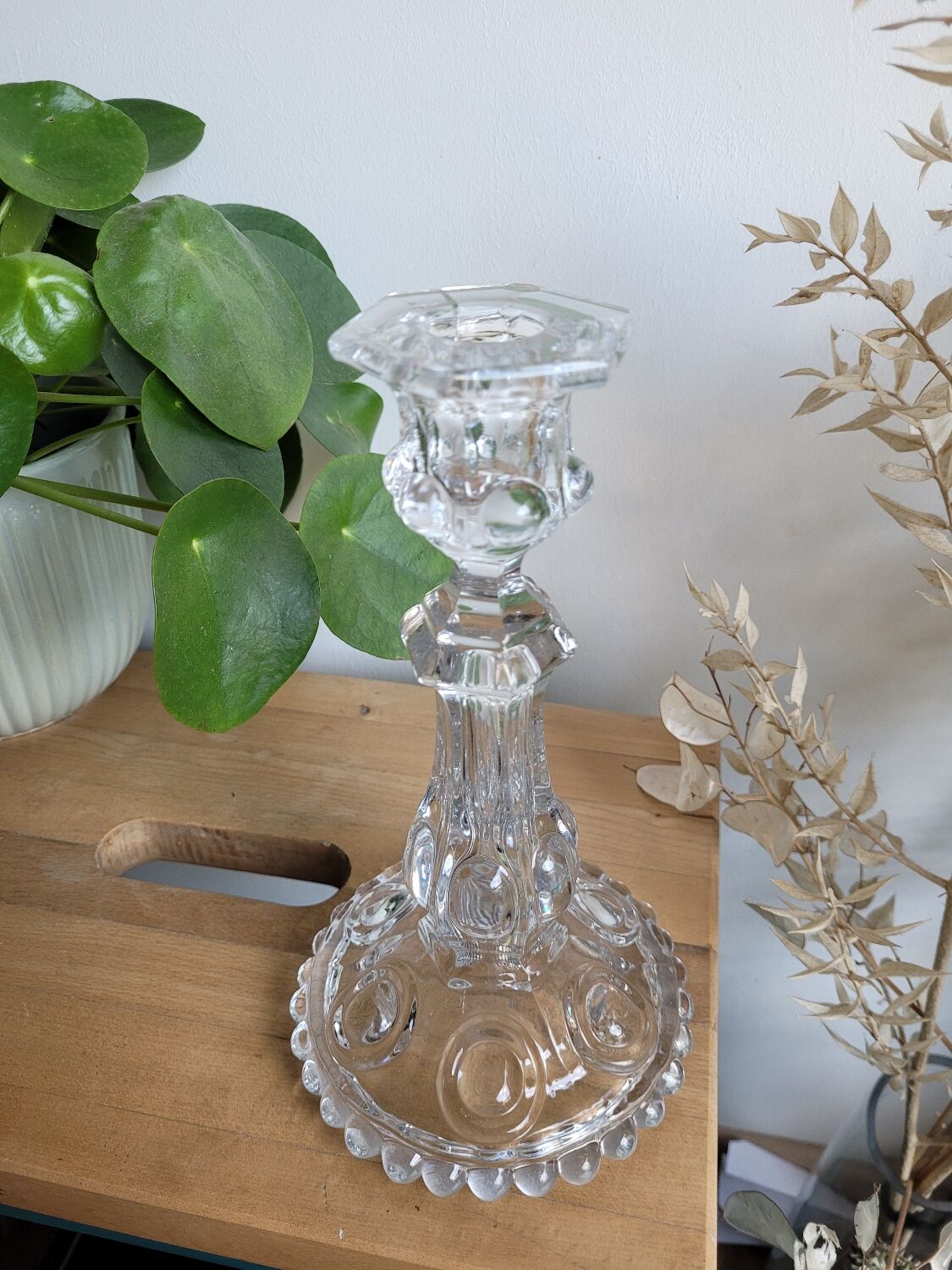 Molded glass candle holder