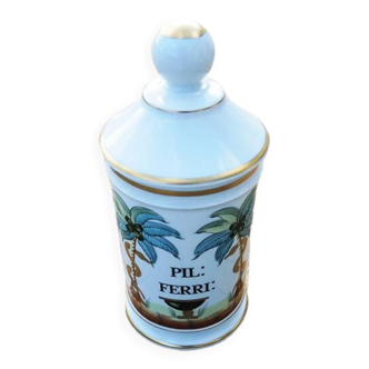 Ancien Pot à Pharmacie / Flacon Apothicaire en Porcelaine :  Pil Ferri