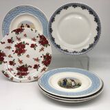 Series of 6 mismatched dessert plates.