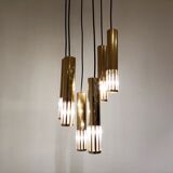 Vintage brass cascading chandelier, 1970s