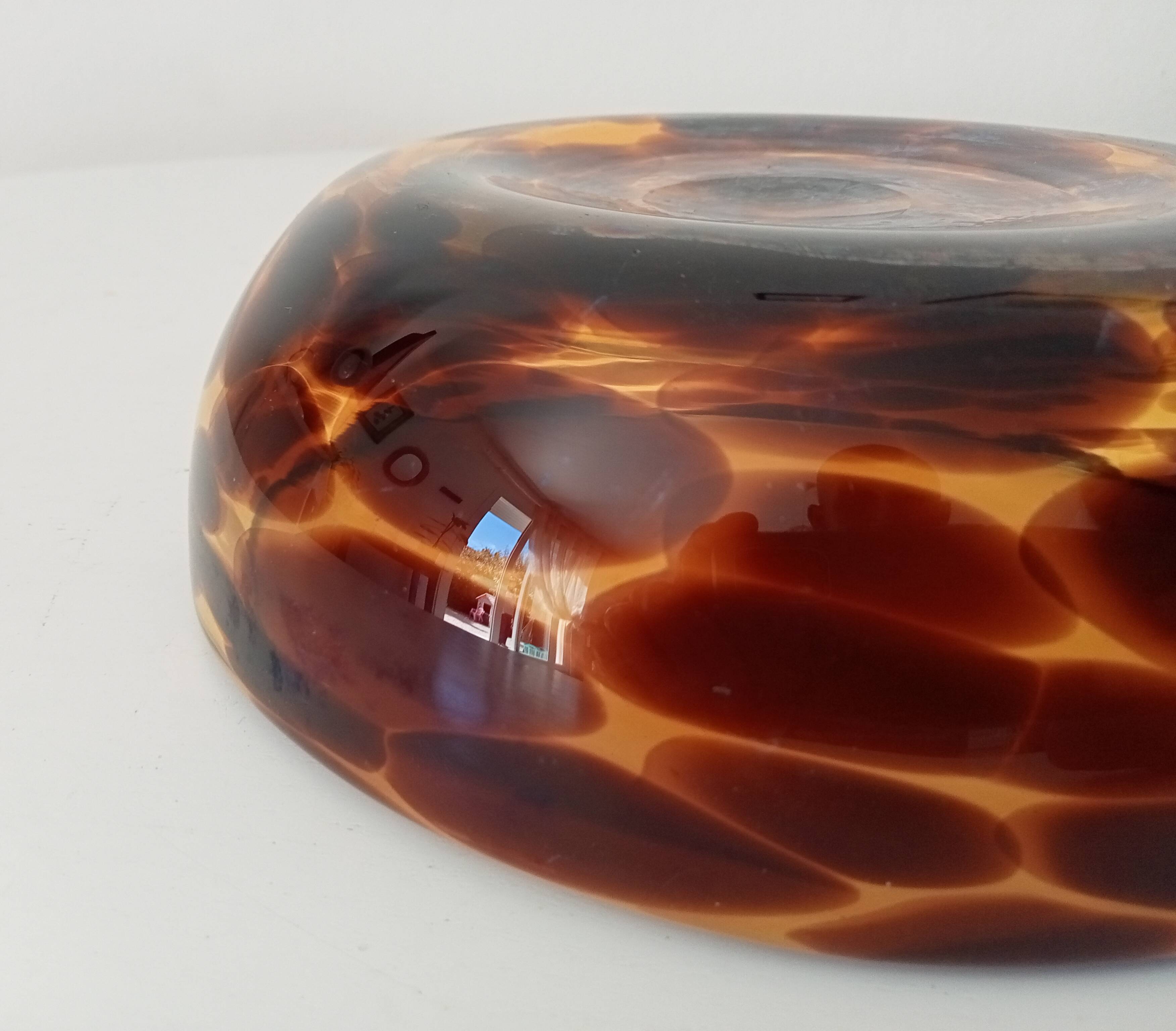 Vintage 70s bowl in speckled amber glass Murano glass