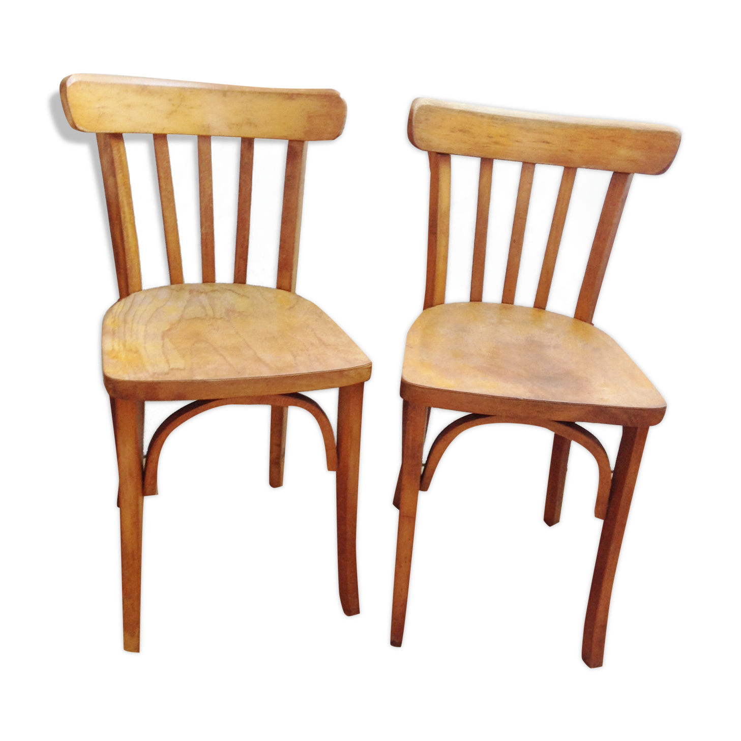 Pair of foot bistro chairs with bows / vintage 40-50s