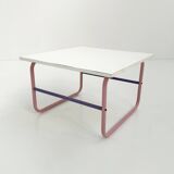 Pink and mauve tubular coffee table, 1980