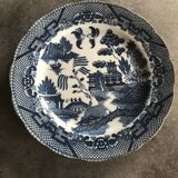 Ancienne assiette en faïence avec décor de paysage d’asie 19,5 cm