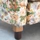 2-seater sofa, floral fabric, wooden structure, plastic and wooden legs, 1970