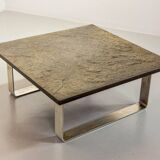 Ardesia Collection Square Slate Stone Coffee Table in Pia Manu Style, 1960s