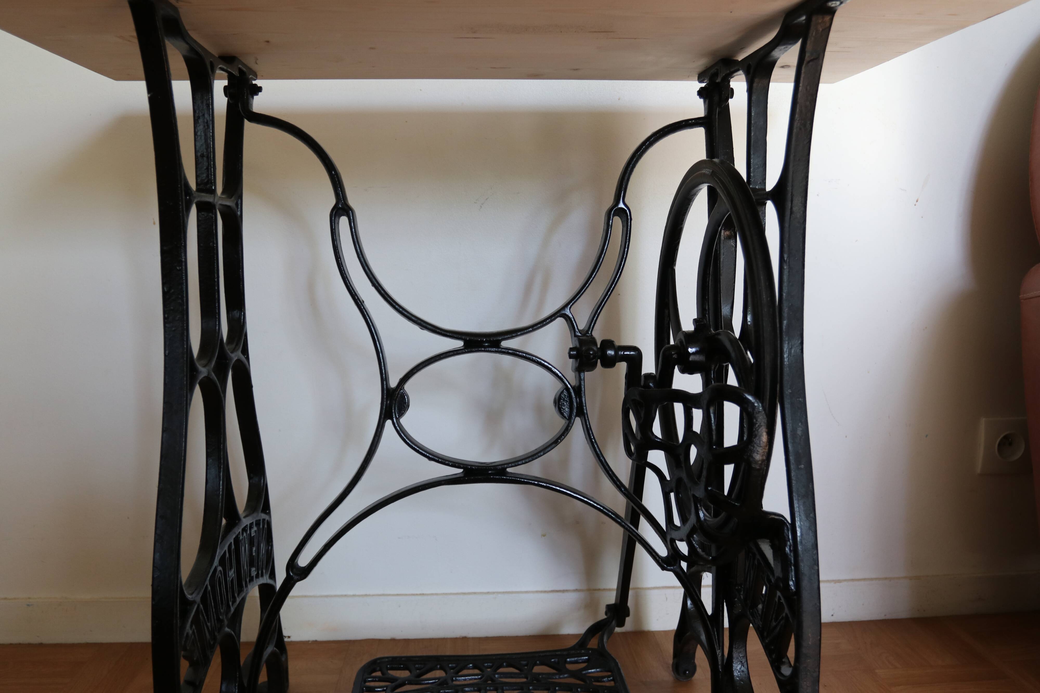 Console with new home sewing machine foot