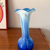 Tie & Dye blue opaline vase design from the 50s and 60s