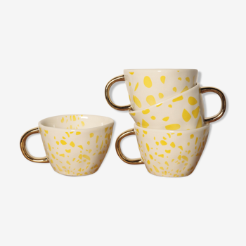 Set 4 cups Tea pattern terrazzo Yellow