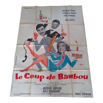 Une affiche de cinéma pliée originale : Le coupe de Bambou année 1963 Jean Richard