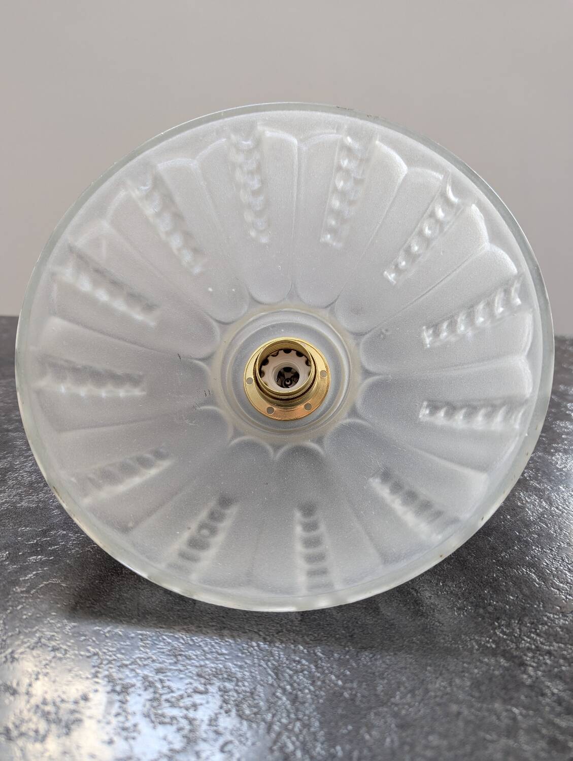 Antique opalescent pressed glass cup pendant lamp, art deco portable lamp