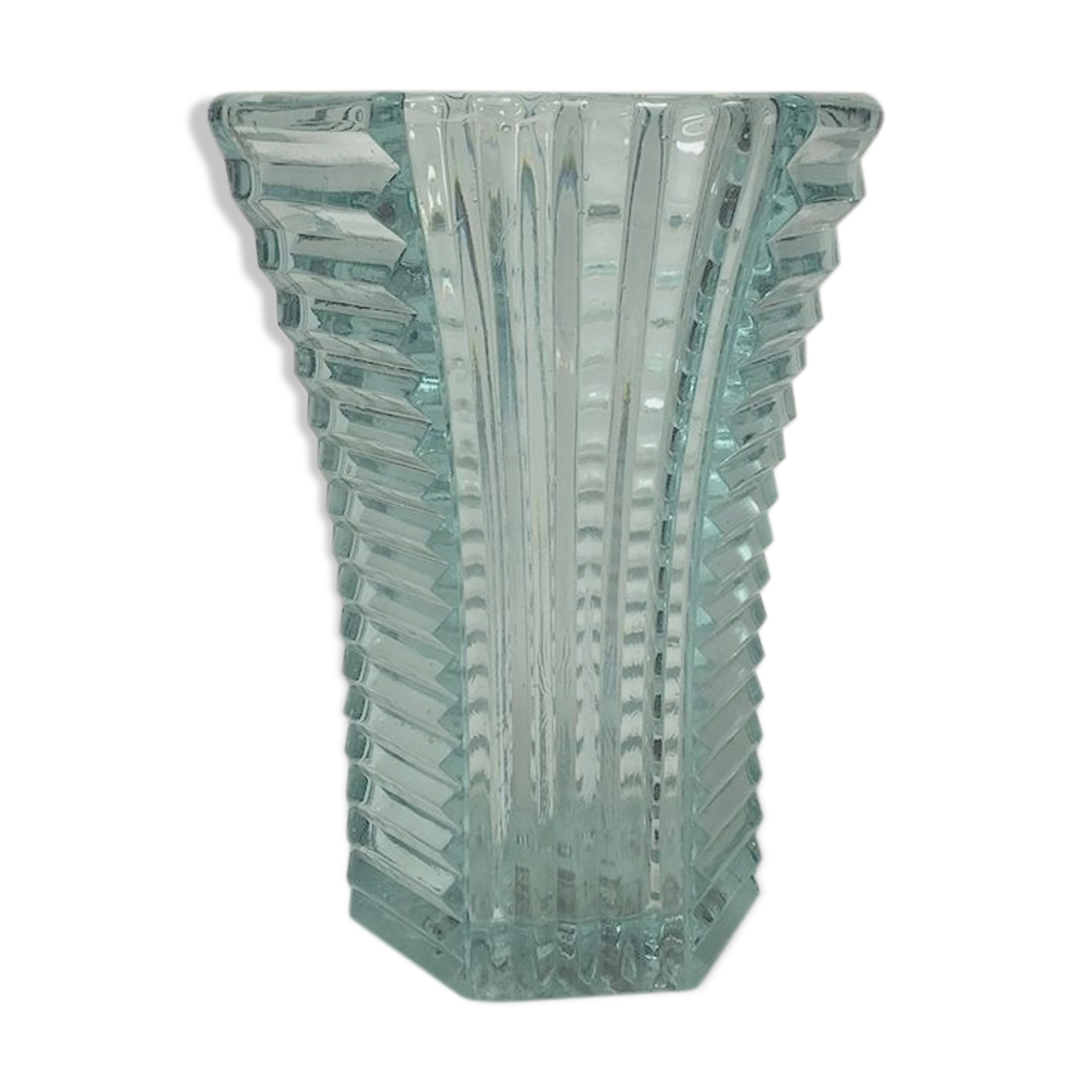 Art deco vase in turquoise blue transparent glass
