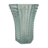 Art deco vase in turquoise blue transparent glass